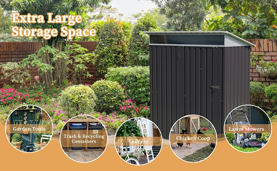 Garden Sheds Outdoor Storage Tool House Backyard Waterproof Easy Assembly