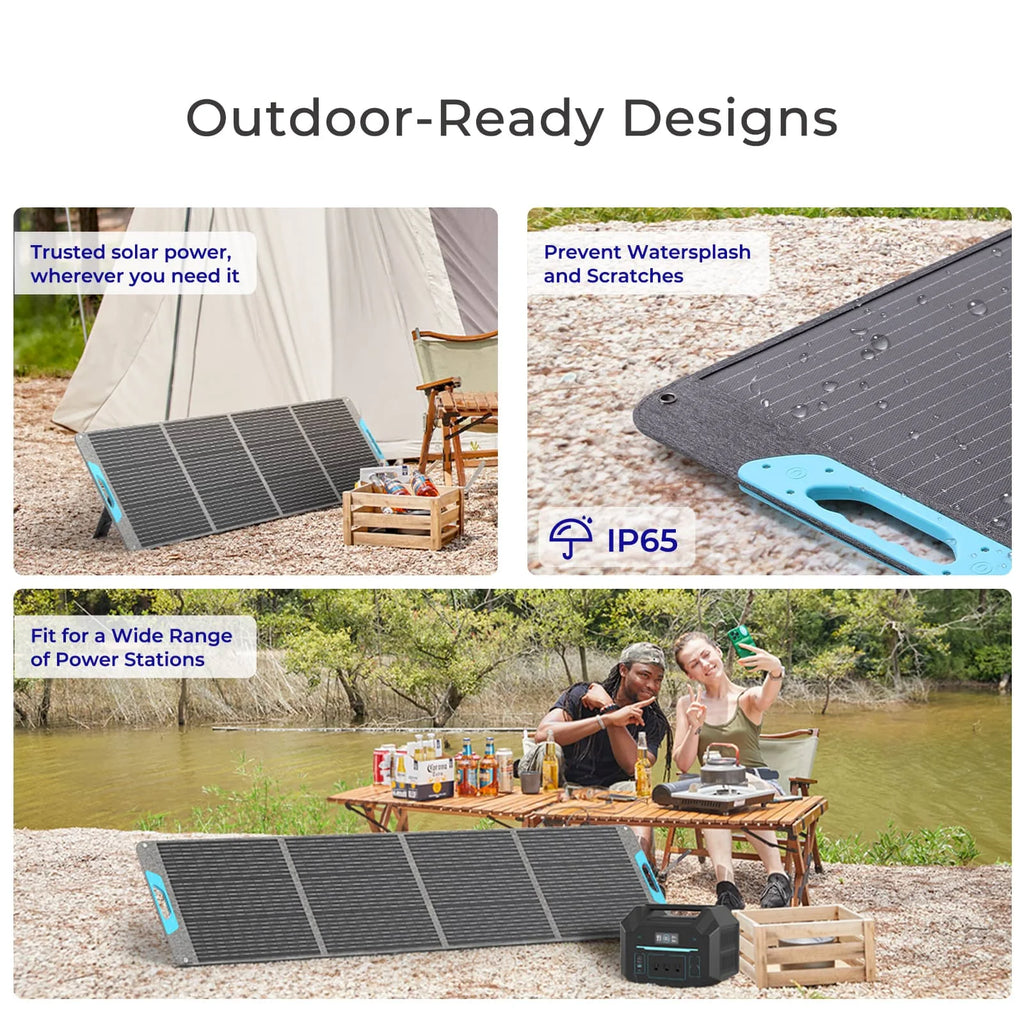 200W Portable Solar Panel, IP65 Waterproof  Solar Charger for Power Station RV Camping