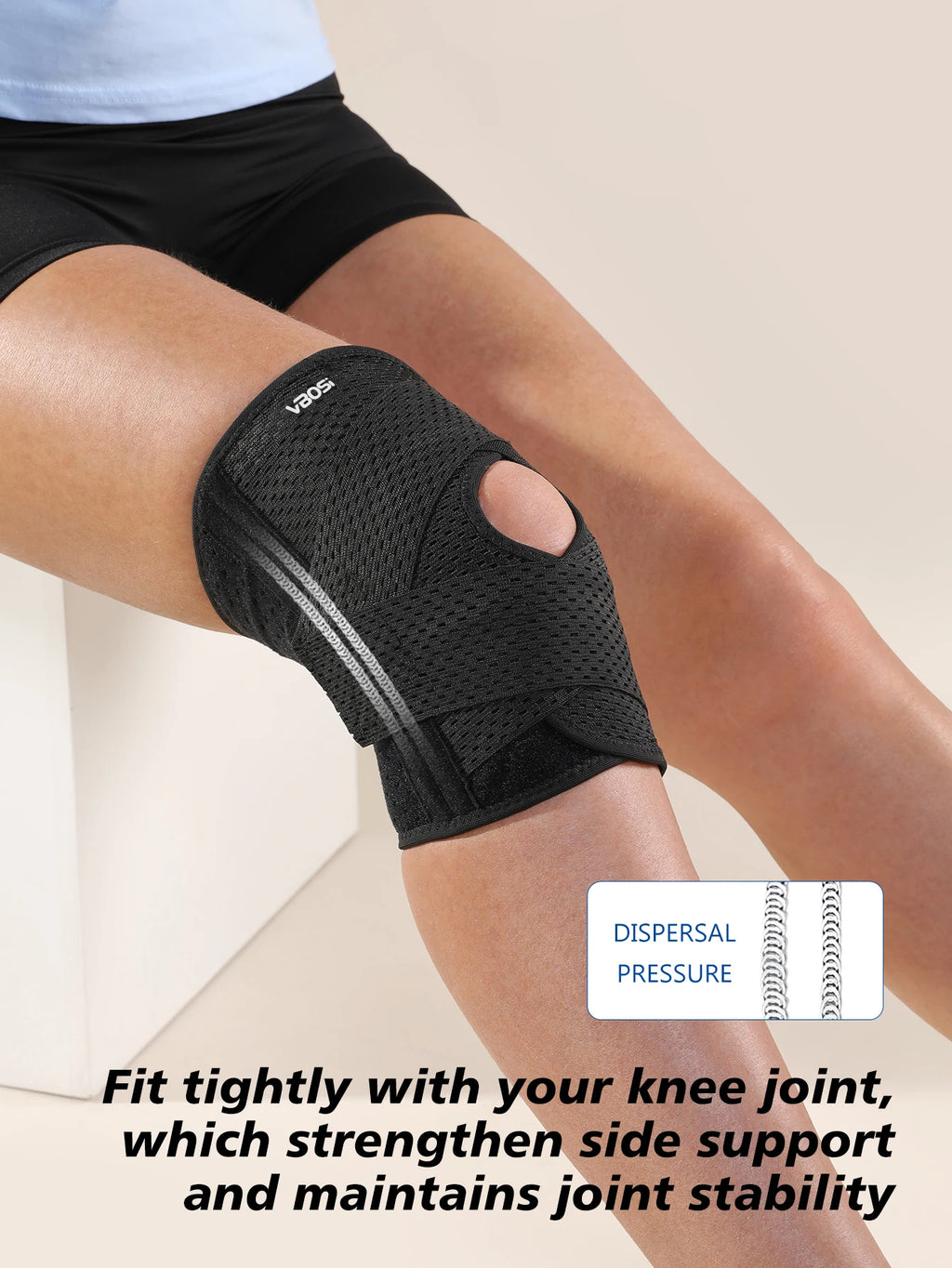 Small Size Breathable Elastic Lightweight Knee Support with Spring Stays for Basketball Running Women Men