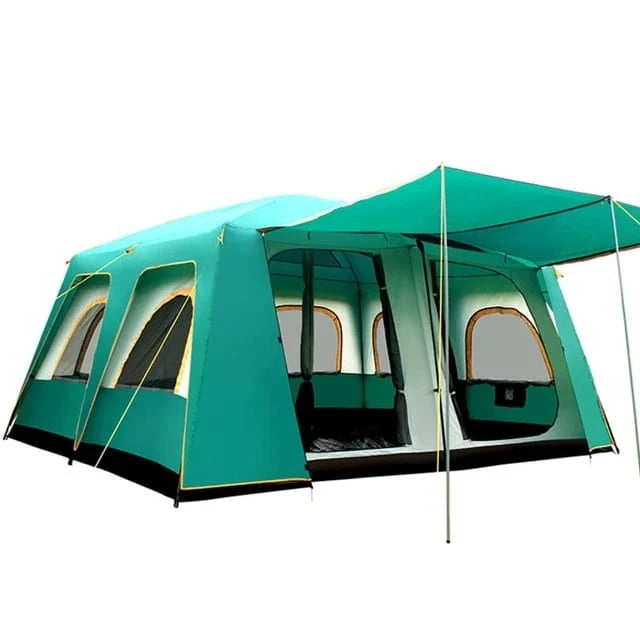 New Outdoor 8-12 People Double Rain And Sun Protection Two Rooms Tent
