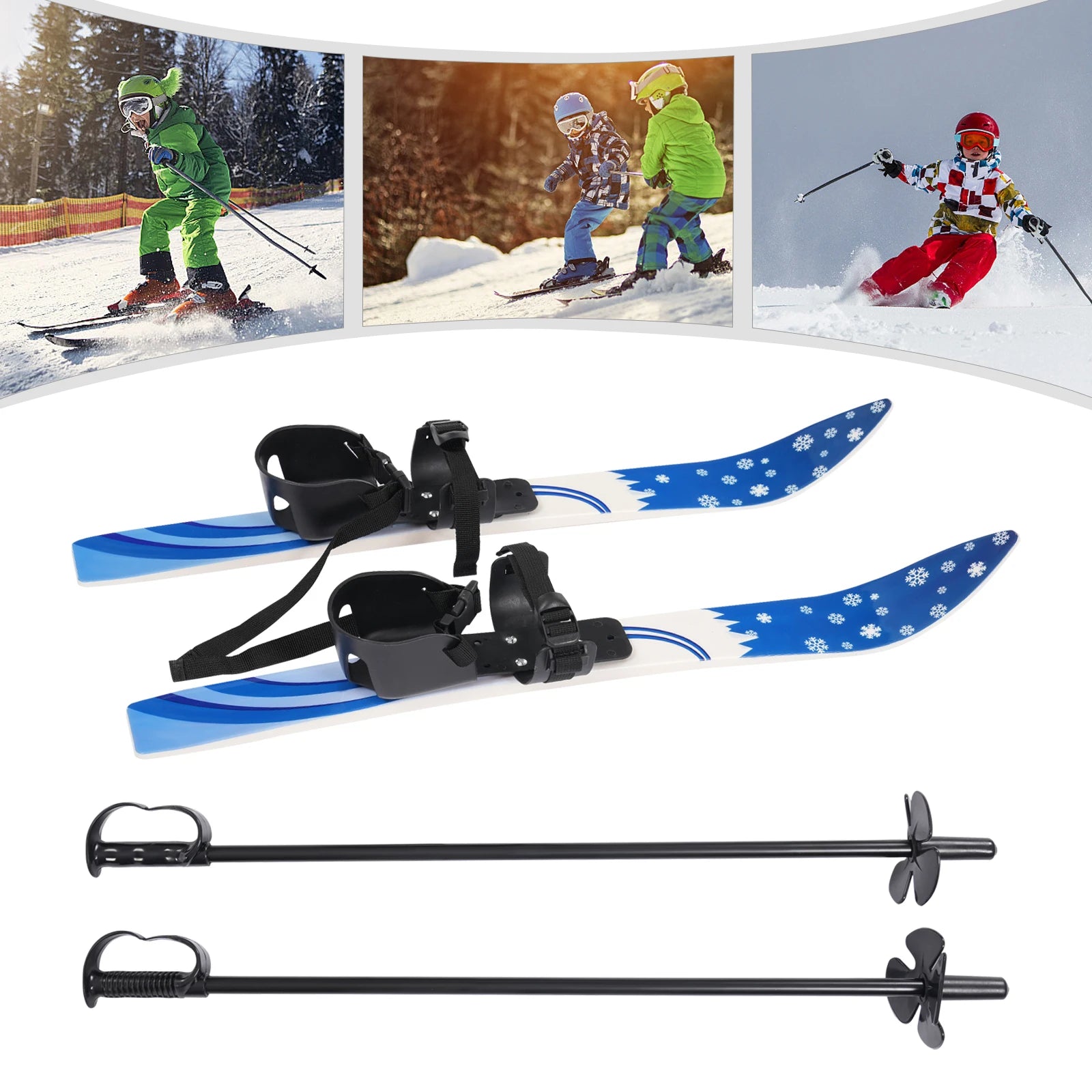 Blue ABS Ski Set,Kids Skis and Poles,