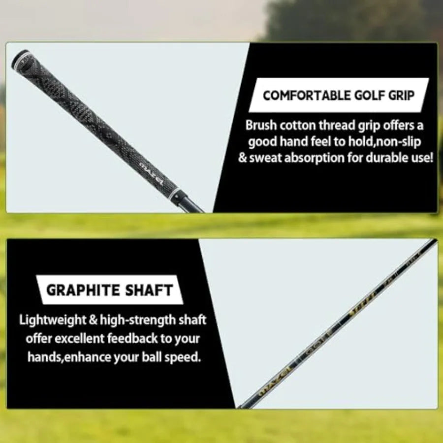 Hybrid Golf Clubs  23456789P Right Handed Regular Stiff Flex Graphite Shafts Black Silver