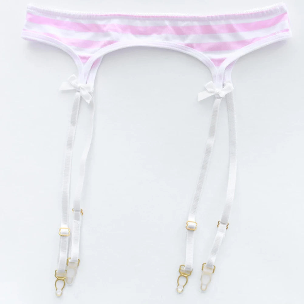Sexy Bikini Set Women Stripe Cute Lingerie Micro-Schoolgirl Anime Cosplay
