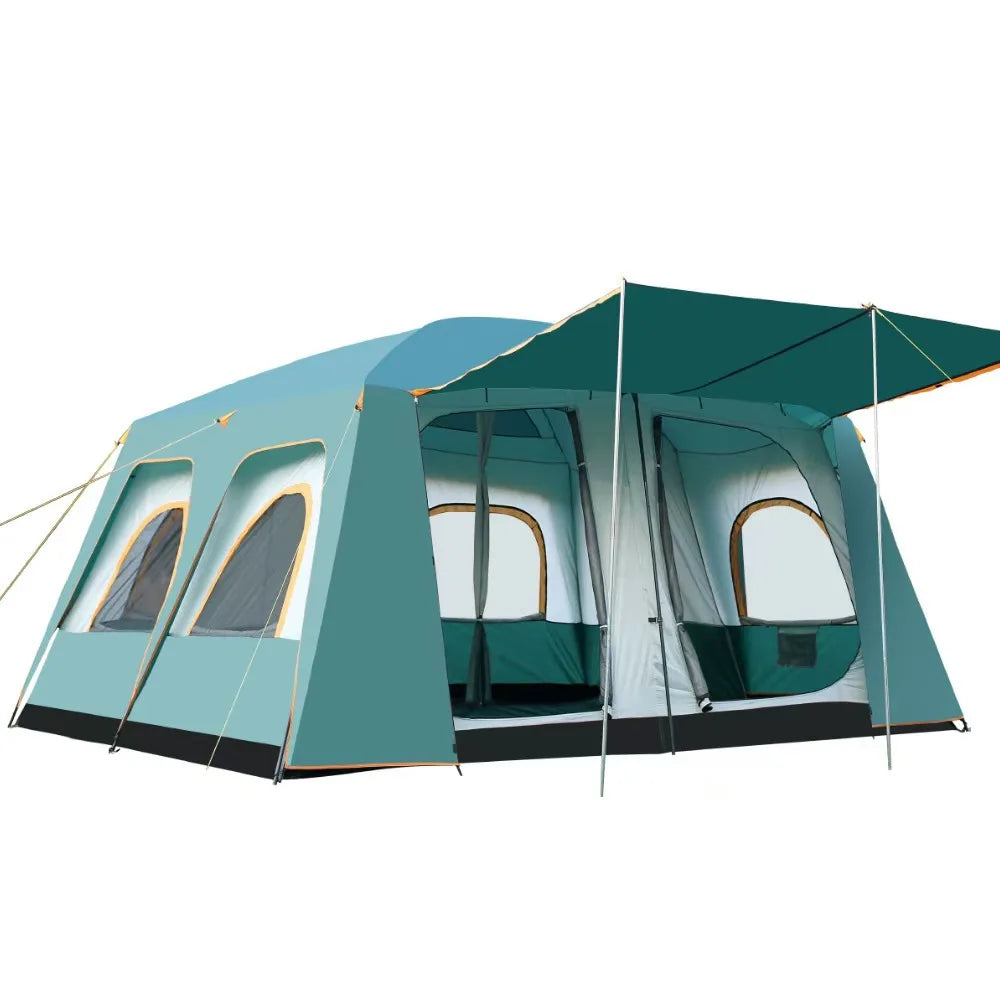 New Outdoor 8-12 People Double Rain And Sun Protection Two Rooms Tent