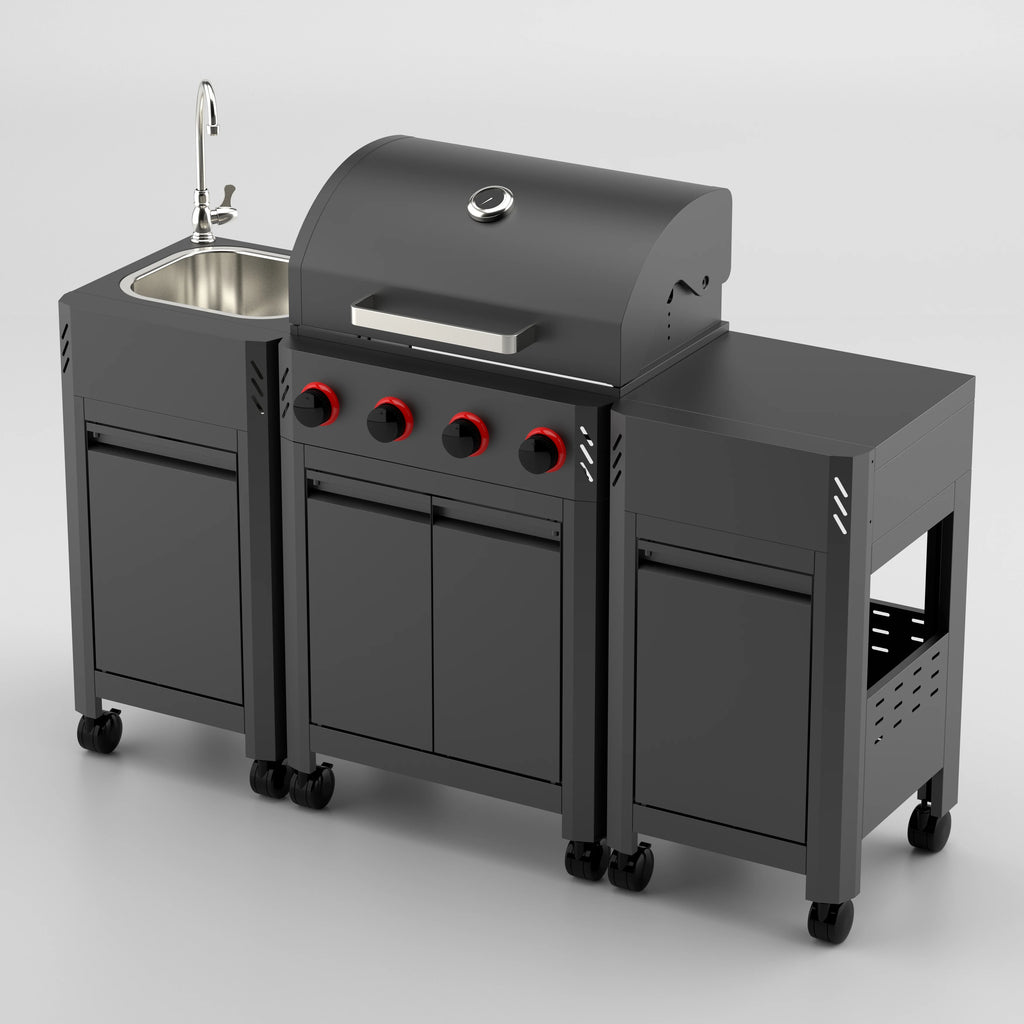 Stainless Steel BBQ Grill Modern Outdoor Kitchen  with Cabinet