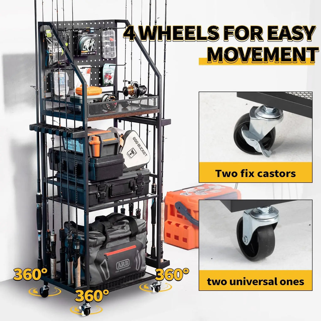 12 Rods, Lockable Wheels for Garage Organization