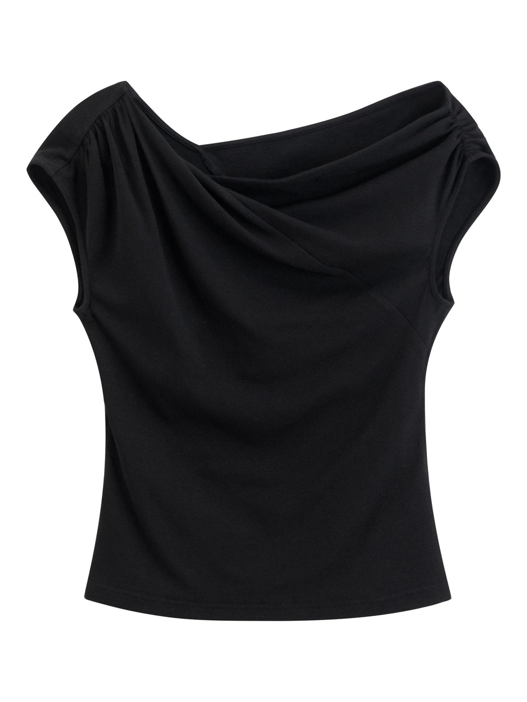 Elastic Antibacterial Stylish Off-Shoulder Cross-Neckline Women's Fitted T-Shirt