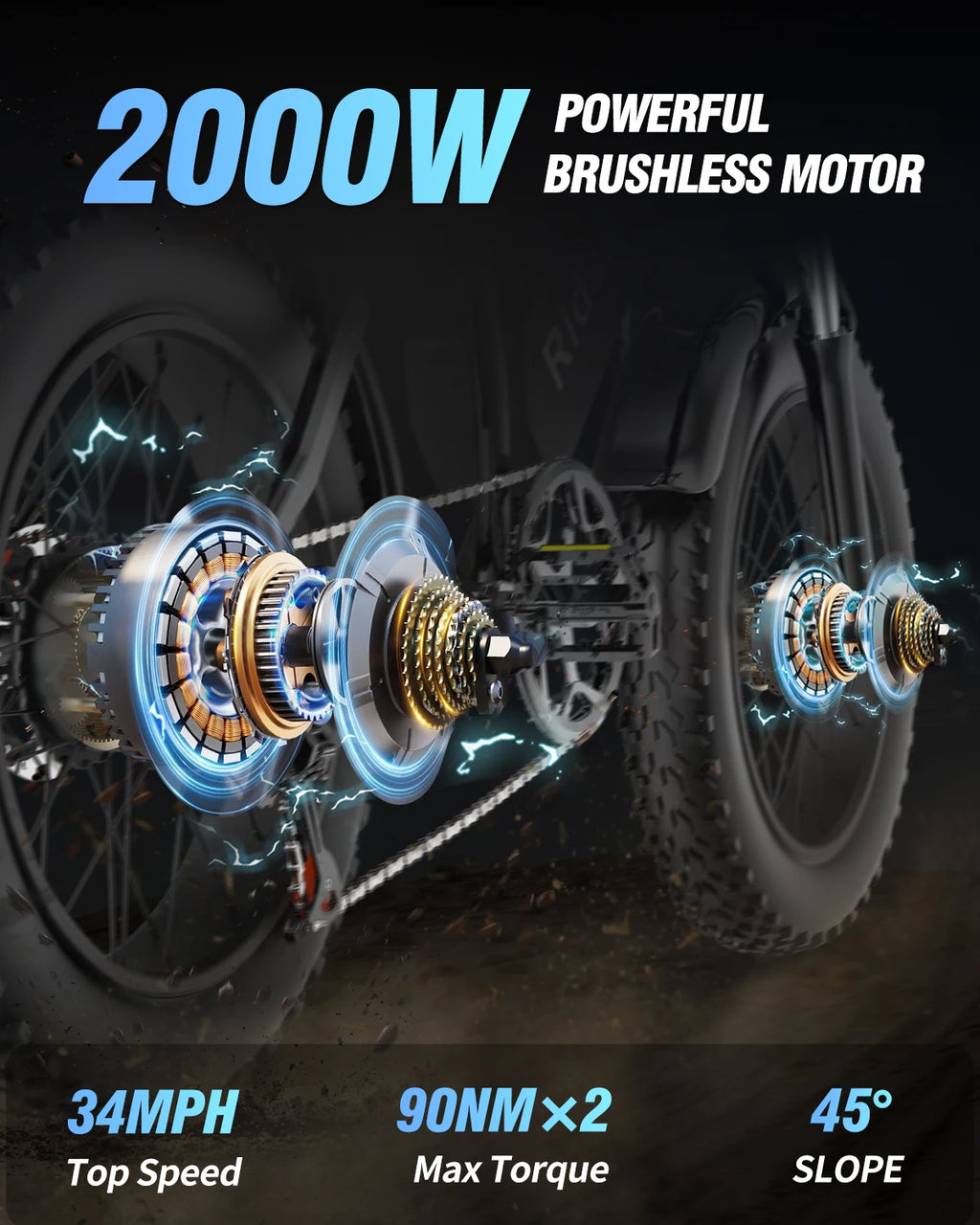 Electric Bicycle 2000W Dual Motor Fat Tire Electric Mountain Bike