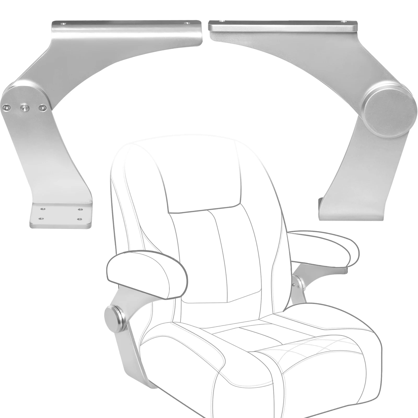 Aluminum Boat Pivot Flip-Up Armrest Set