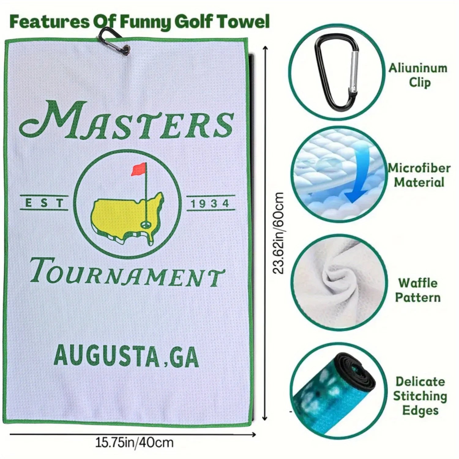 2 pcs Funny Microfiber Premium Golf Towels, Printed Golf Towels for Golf Bags for Men & Women,