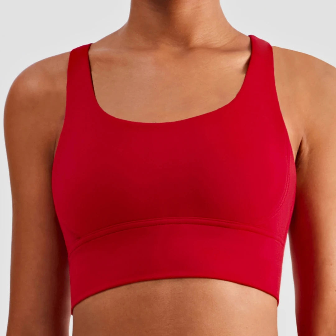 Solid Color Women Cross back Fitness sport Bra High strength Tight Top
