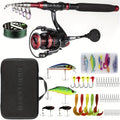 Fishing Rod&Reel Combo Telescopic Pole Kit Fishing Gear Starter Compact, Carrier Bag for Freshwater Saltwater Gifts