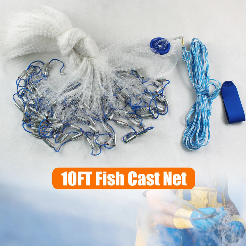 10FT Saltwater Fishing Cast Net For Bait Trap