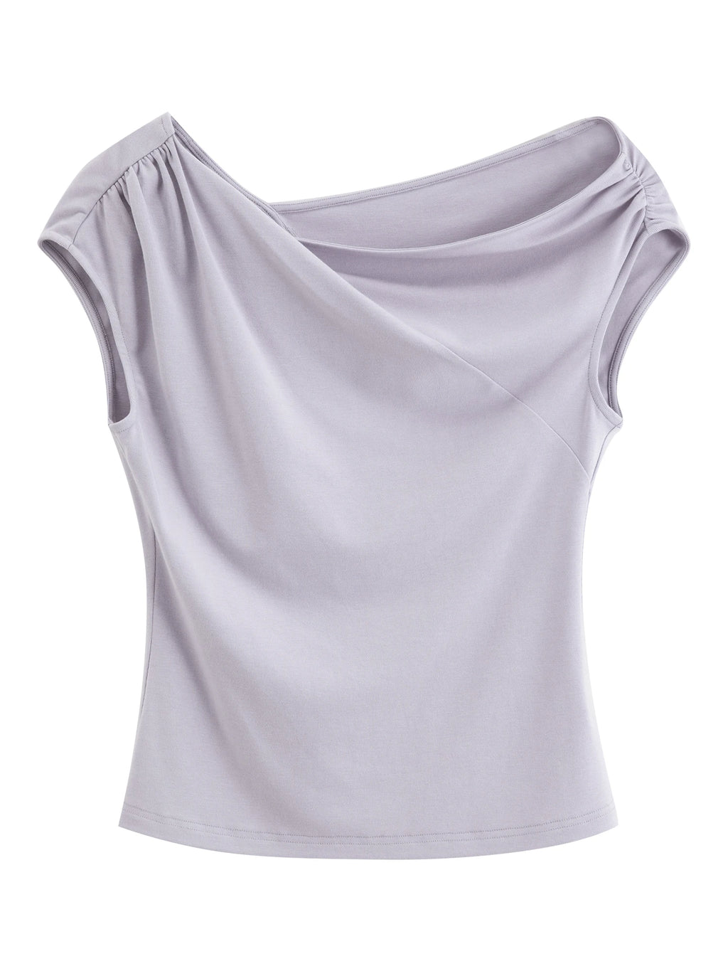 Elastic Antibacterial Stylish Off-Shoulder Cross-Neckline Women's Fitted T-Shirt