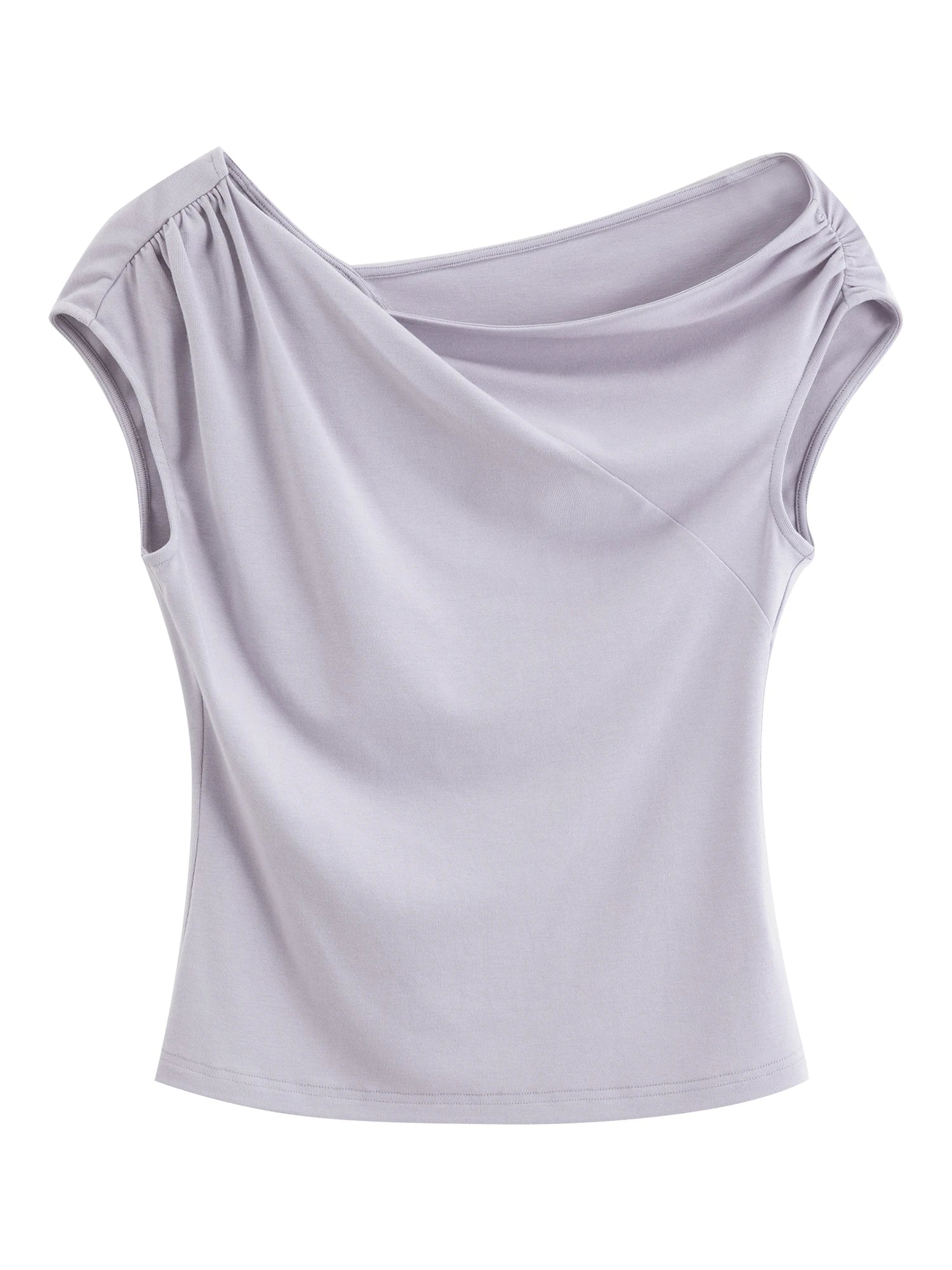 Elastic Antibacterial Stylish Off-Shoulder Cross-Neckline Women's Fitted T-Shirt