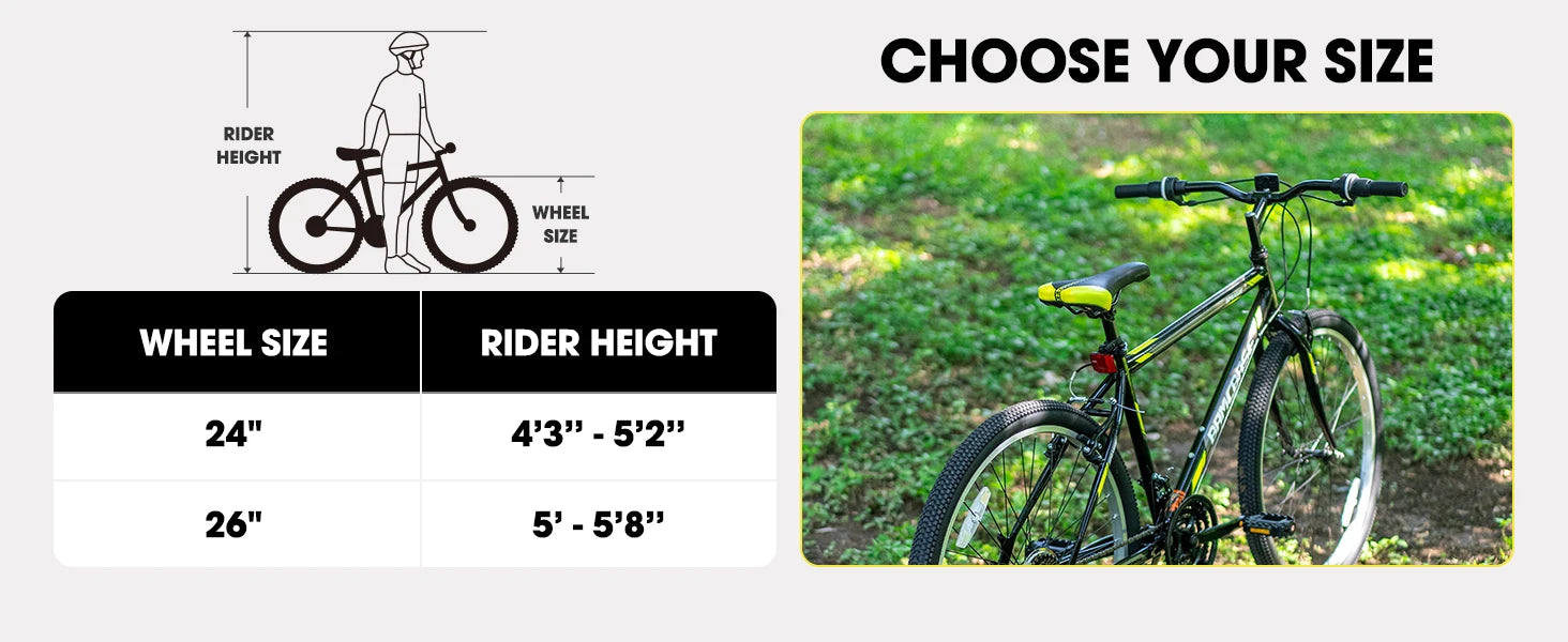 Hiland 24 26 inch Mountain Bike for Men Women, 21 Speeds