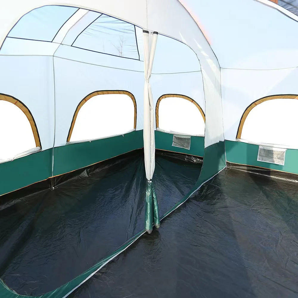 New Outdoor 8-12 People Double Rain And Sun Protection Two Rooms Tent