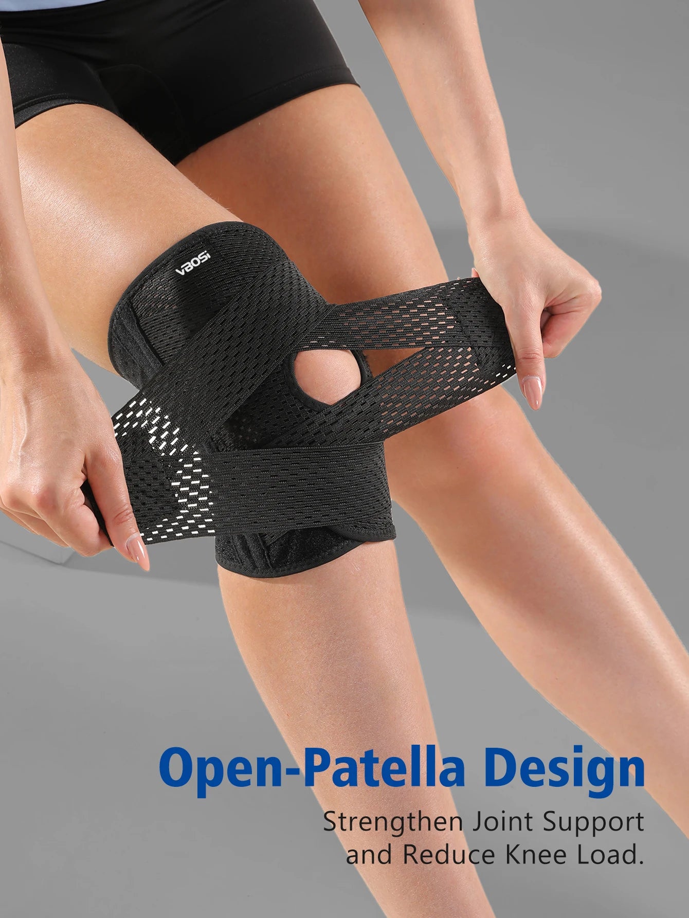Small Size Breathable Elastic Lightweight Knee Support with Spring Stays for Basketball Running Women Men