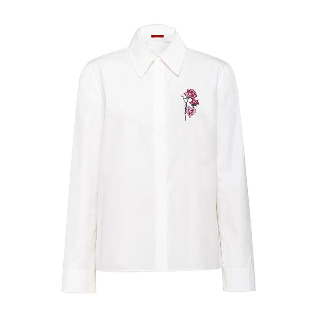 Women's Temperament Embroidery Lapel Tops single-breasted  Long Sleeve Shirt Summer Casual Tops