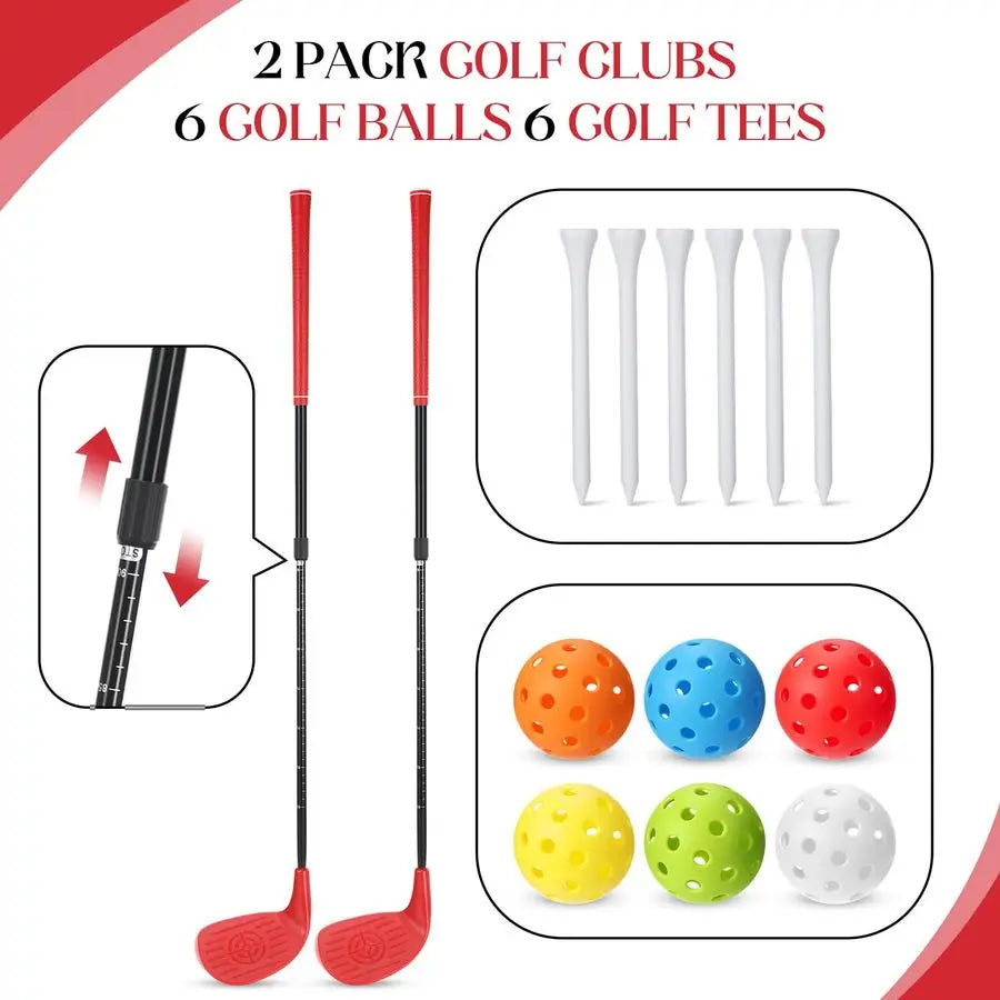 2 Pack Backyard Golf Club Set Adjustable Golf Club for Backyard Game Plastic Chipping Clubs Hit Plastic Balls Outdoor Indoor