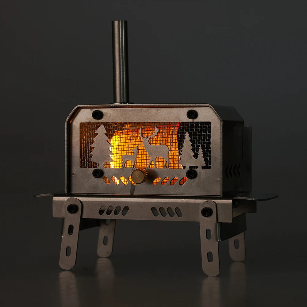 Mini Tent Stove with Chimney Outdoor Firewood Stove  Cooking BBQ