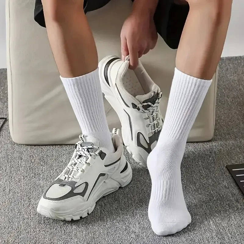 10/20 Pairs Neutral Solid Color Round Neck Socks Spring Summer Sweat Absorbing Breathable Comfortable