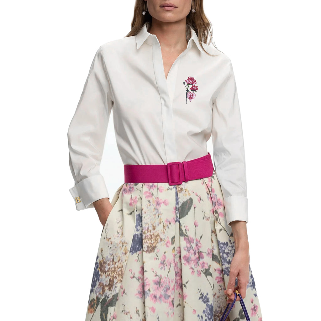 Women's Temperament Embroidery Lapel Tops single-breasted  Long Sleeve Shirt Summer Casual Tops