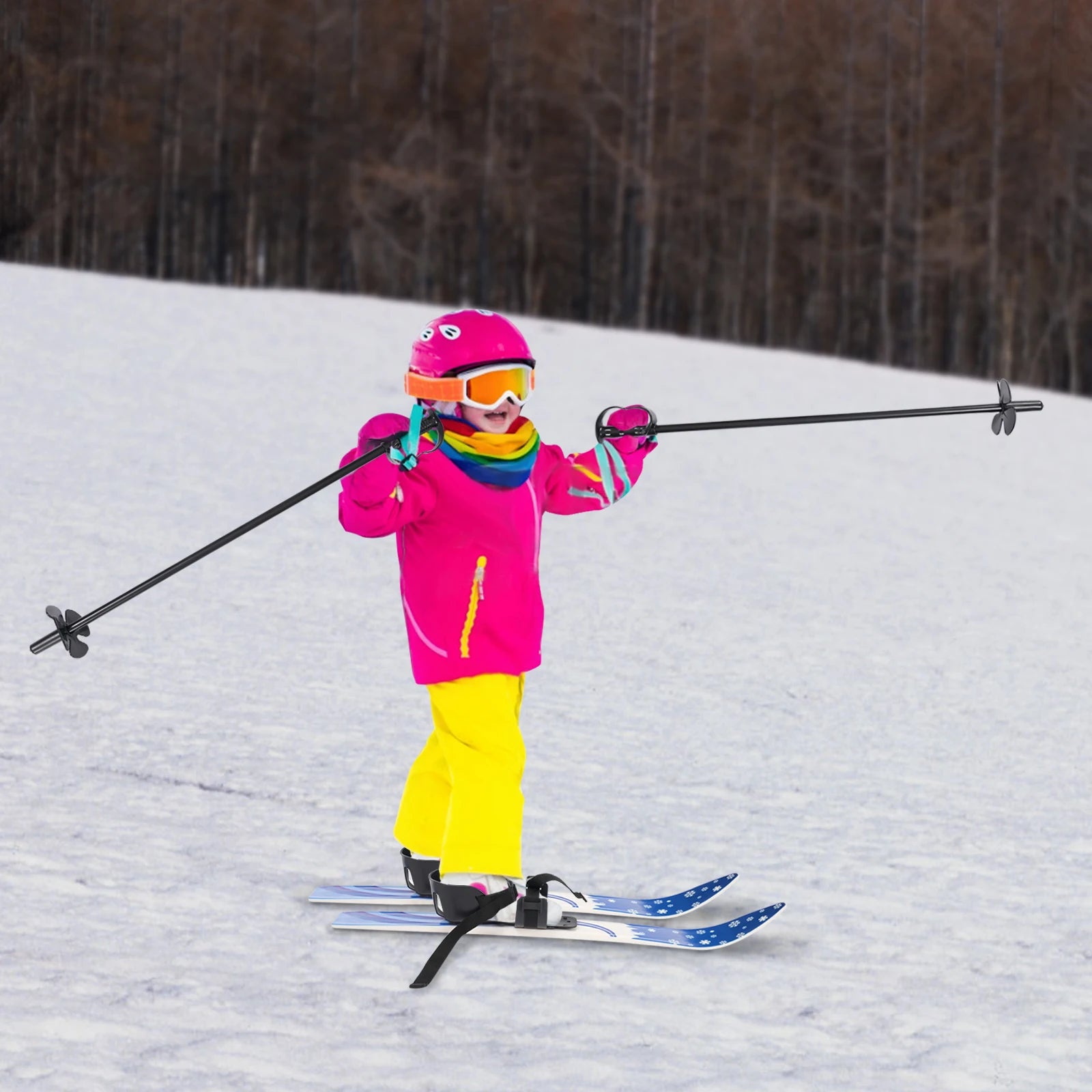 Blue ABS Ski Set,Kids Skis and Poles,