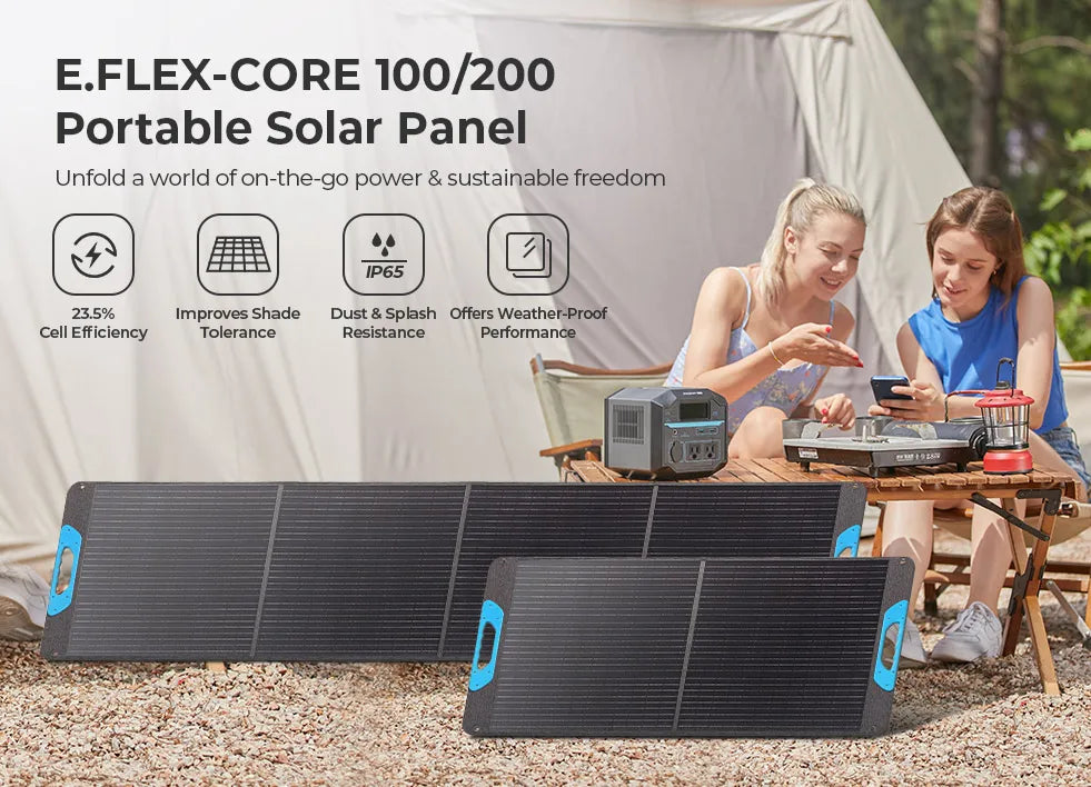 200W Portable Solar Panel, IP65 Waterproof  Solar Charger for Power Station RV Camping