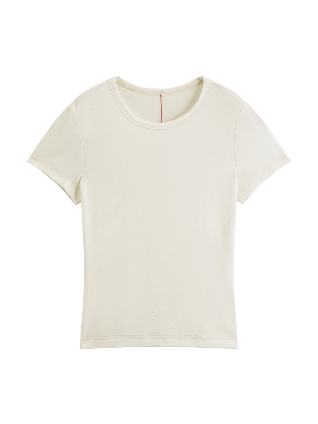 Elastic Solid Basics Short-sleeved Slim-fit Knit T-shirt for Women New Summer 2026 Design Red