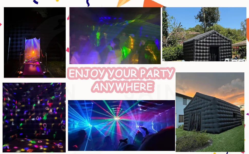 Stock!20FT Large Black Inflatable Nightclub Party Tent with Blower Inflatable Portable Disco Tent Air Tent for Wedding Birthday