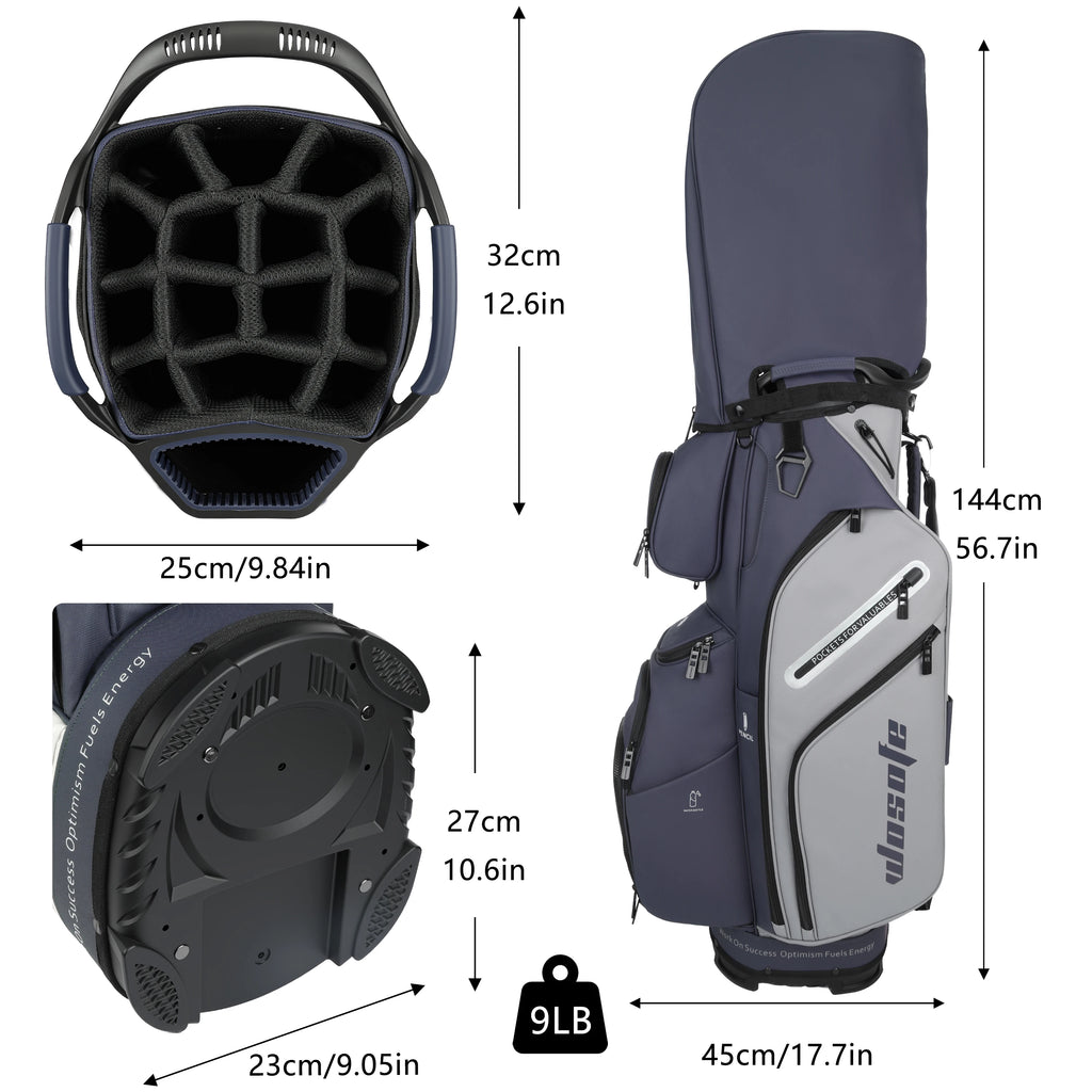 PU Leather Lightweight Men Women Blue White Black Green Golf Bag,Multiple 10 Pockets