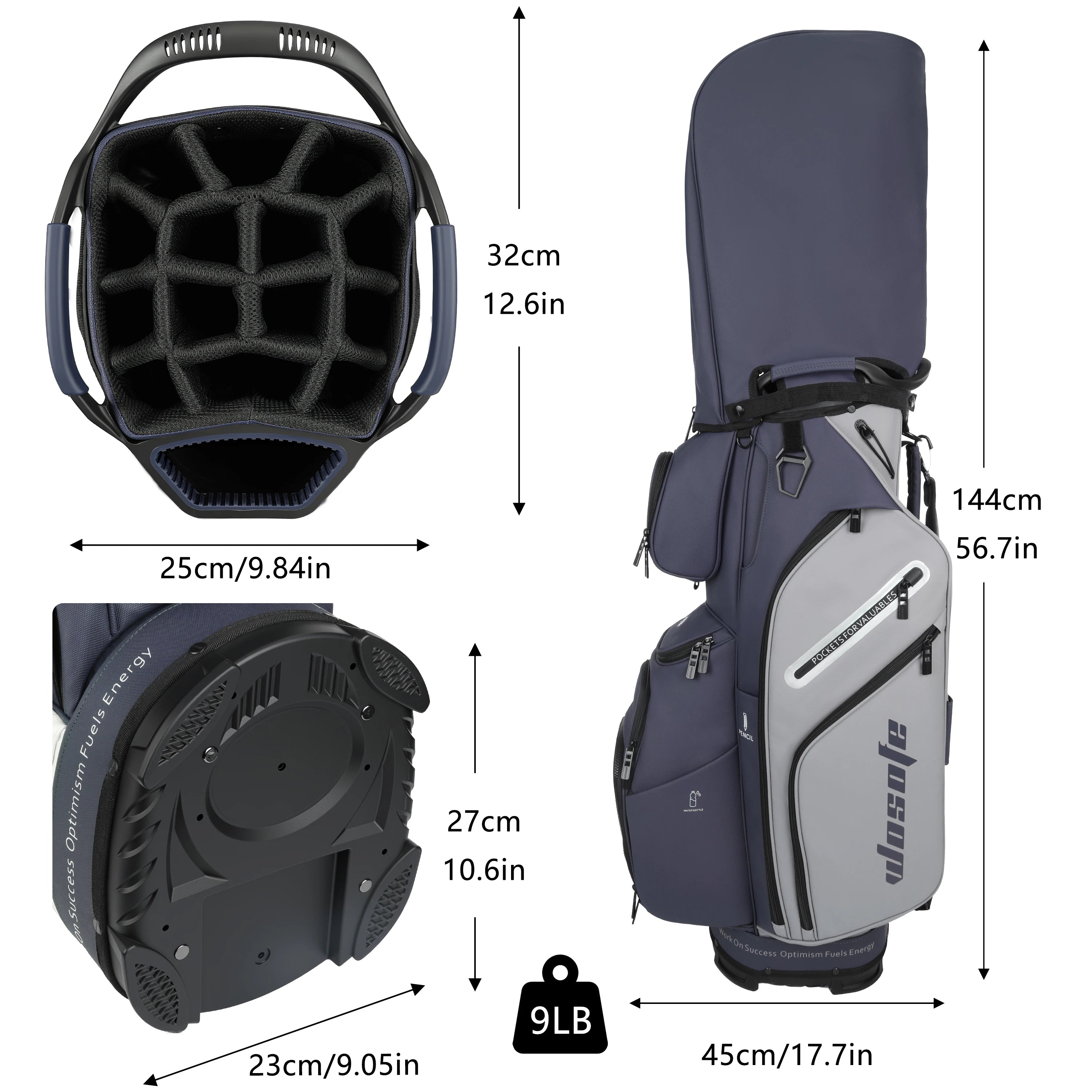 PU Leather Lightweight Men Women Blue White Black Green Golf Bag,Multiple 10 Pockets