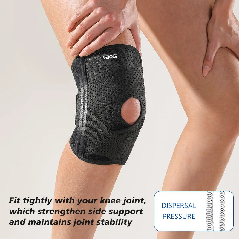 Small Size Breathable Elastic Lightweight Knee Support with Spring Stays for Basketball Running Women Men
