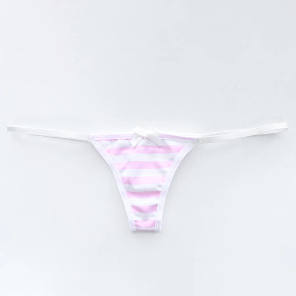 Sexy Bikini Set Women Stripe Cute Lingerie Micro-Schoolgirl Anime Cosplay