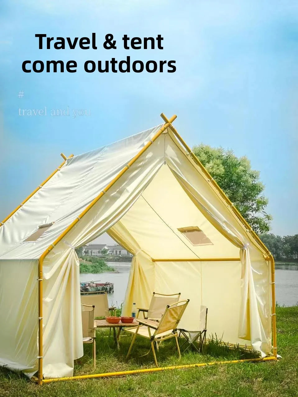 Outdoor Camping One Bedroom Use Waterproof Rainproof Canvas Dining Scenic Areas