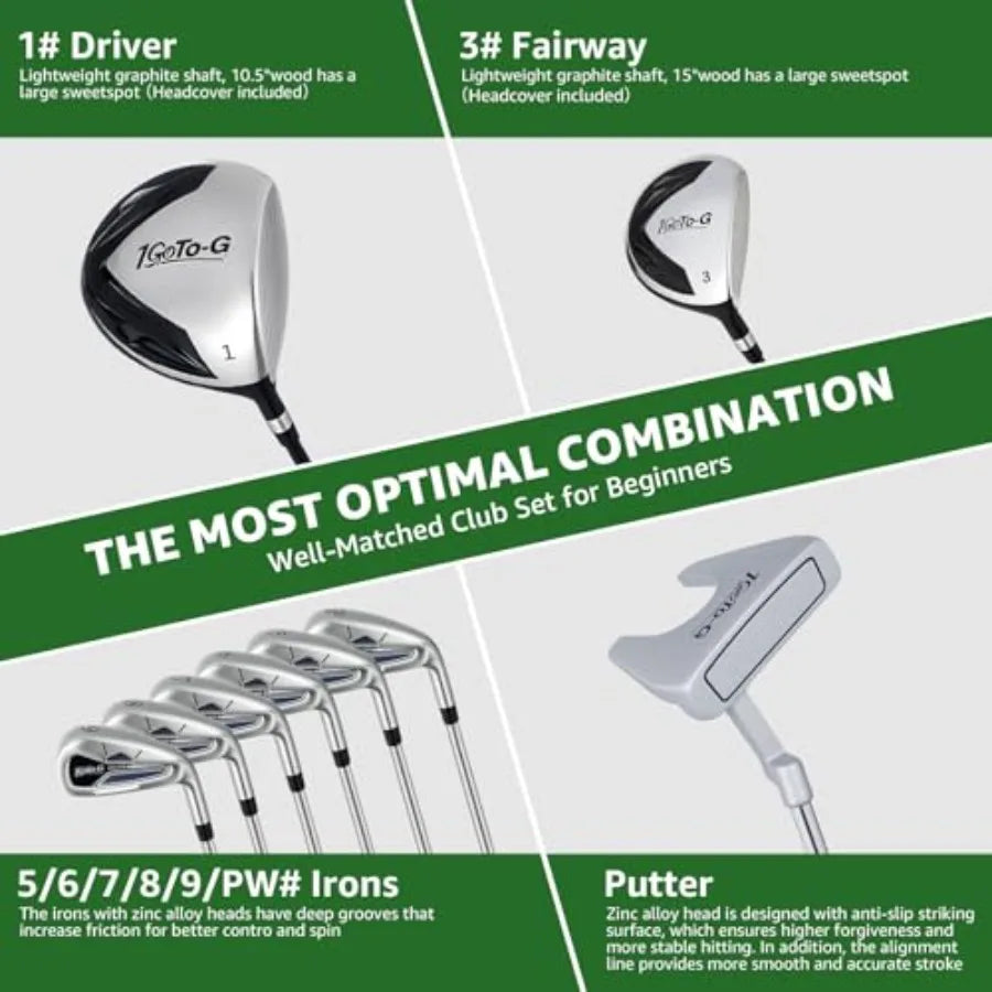 Golf Clubs Set  Golf Clubs Full Set Right Handed Includes Stand Bag with Rain Hood 1Driver 3Wood 56789PW I