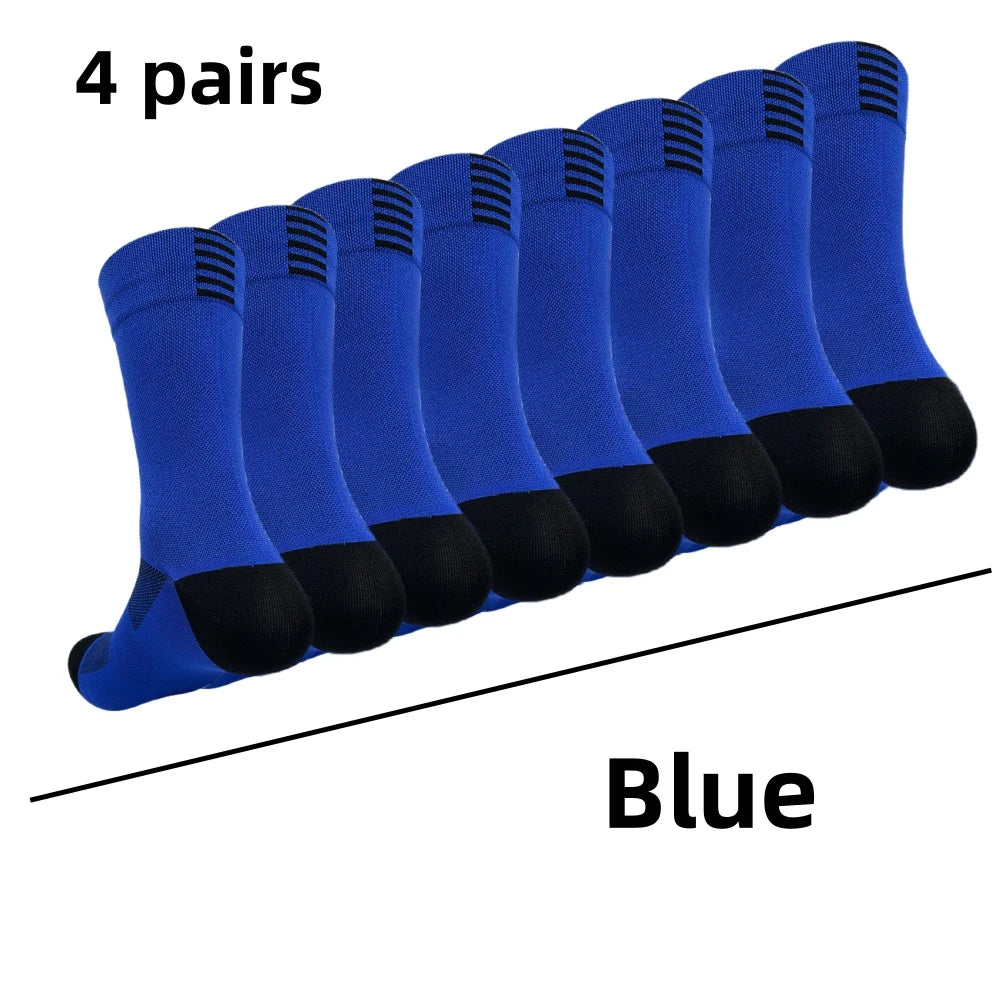 4 pairs Cycling Socks Running Quick Dry Medium Cylinder Men and Women Sports Fitness