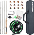 Complete Fly Fishing Starter Kit with 4-Piece Graphite Rod, Reel, Flies & Bag - Lightweight Portable