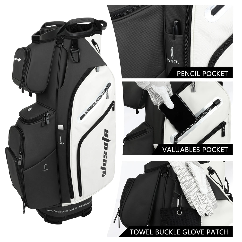 PU Leather Lightweight Men Women Blue White Black Green Golf Bag,Multiple 10 Pockets