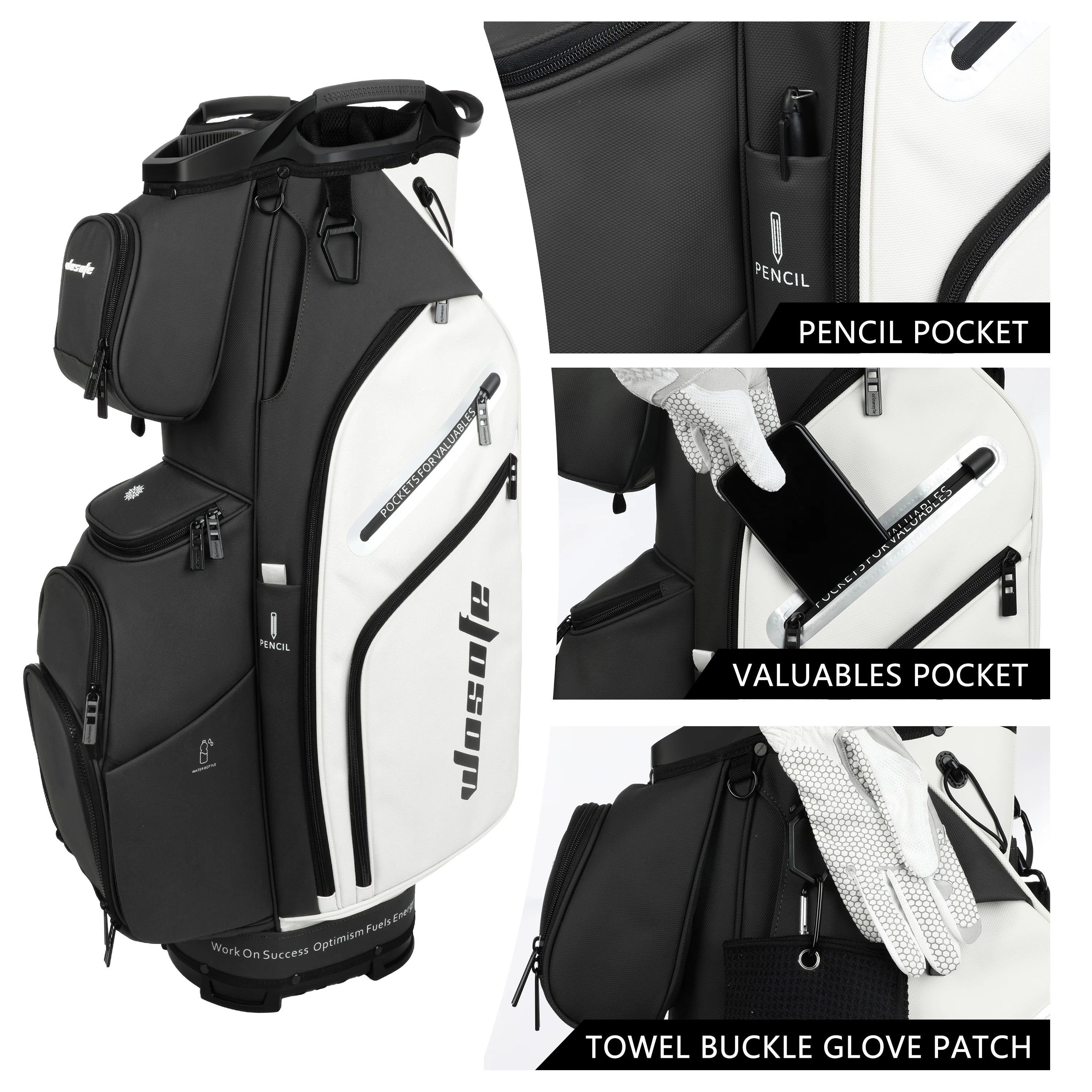 PU Leather Lightweight Men Women Blue White Black Green Golf Bag,Multiple 10 Pockets