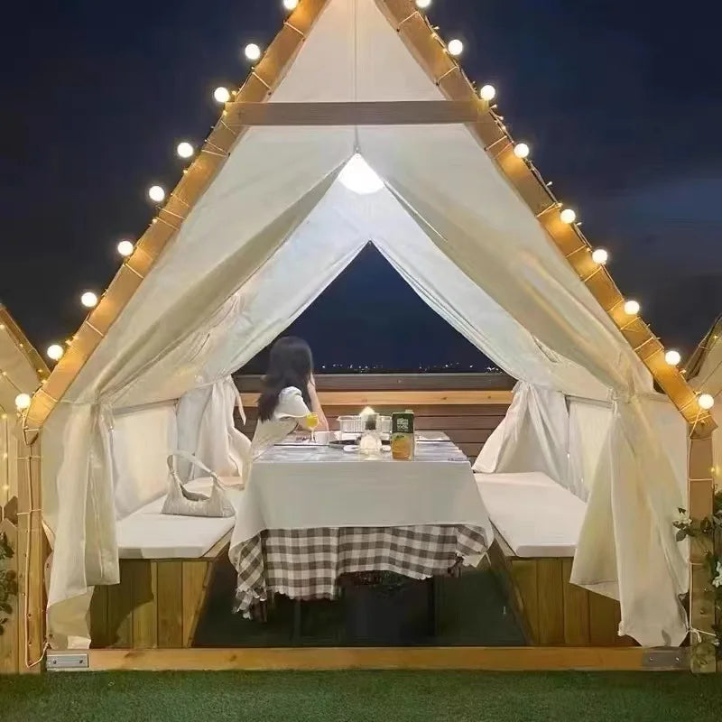 Outdoor Camping One Bedroom Use Waterproof Rainproof Canvas Dining Scenic Areas