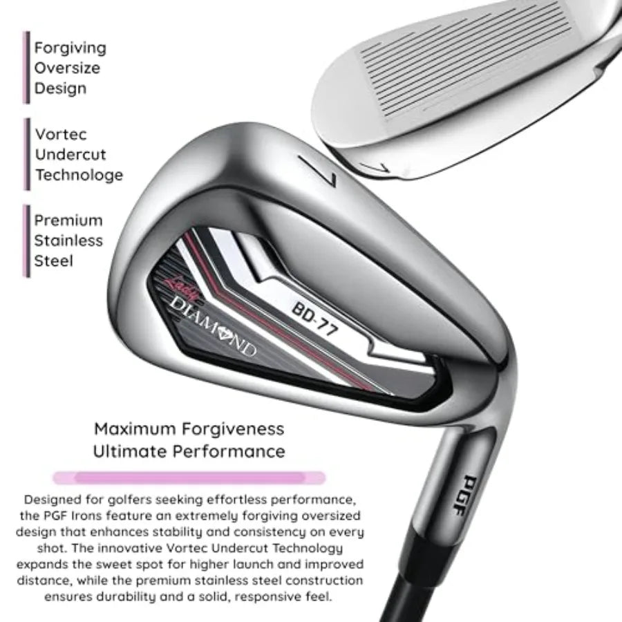 Complete Golf Club Package Set for Men Women 14-Pieces Regular Flex Steel Black Irons with Graphite Shafts