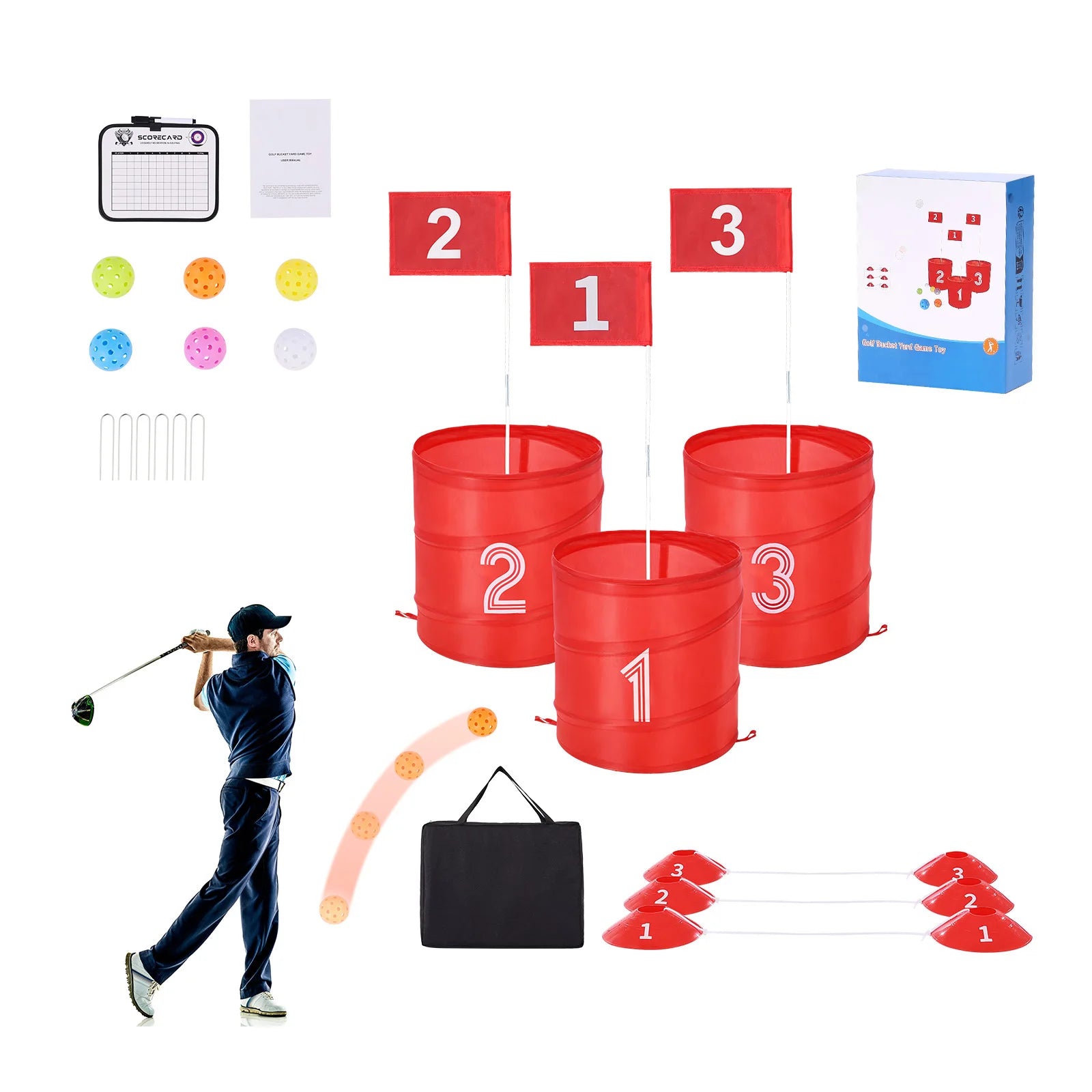 SucceBuy 3/6/9 Hole Kids Backyard Golf Games for Family Outdoor Sports Toys