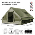 Army Green Waterproof  Inflatable Tent for Camping,4 Season Air Tent House with Chimney Opening