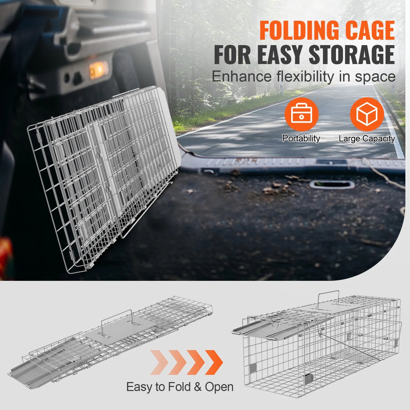 Trap Humane Cat Rodent Control Folding with Handle for Rabbits