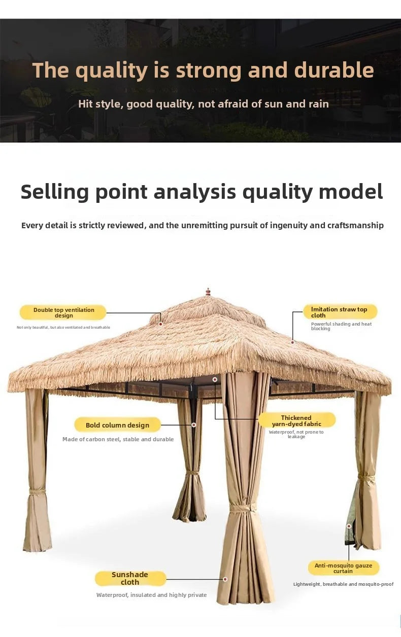 Outdoor Sunshades: Tent Umbrellas, Leisure Straw Outdoor Pavilions