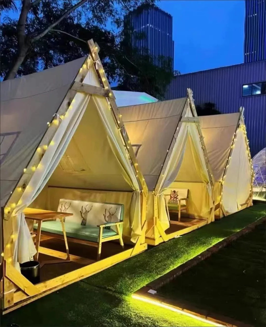 Outdoor Camping One Bedroom Use Waterproof Rainproof Canvas Dining Scenic Areas