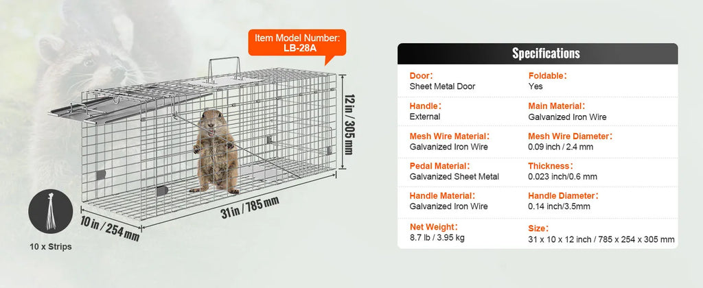 Trap Humane Cat Rodent Control Folding with Handle for Rabbits