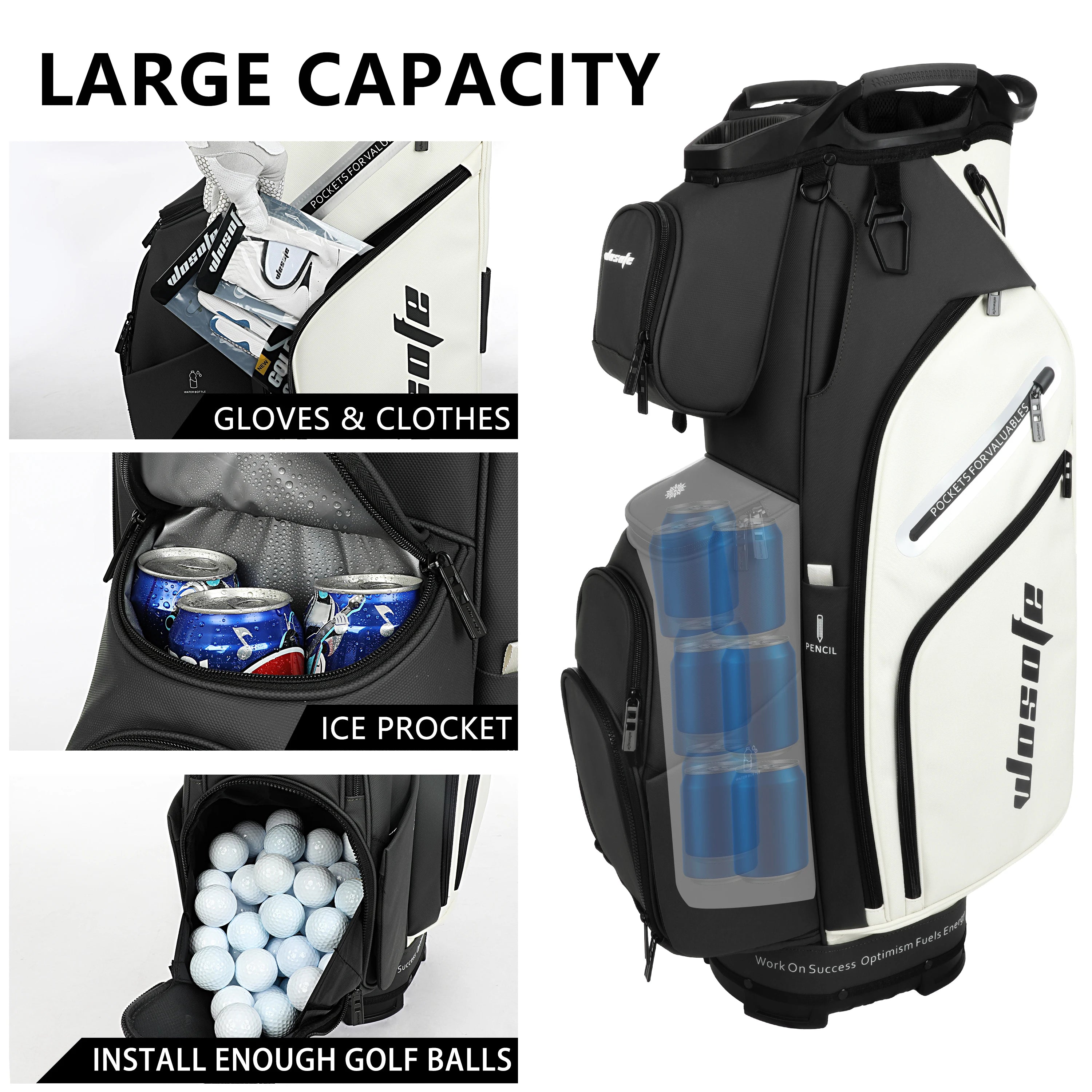 PU Leather Lightweight Men Women Blue White Black Green Golf Bag,Multiple 10 Pockets
